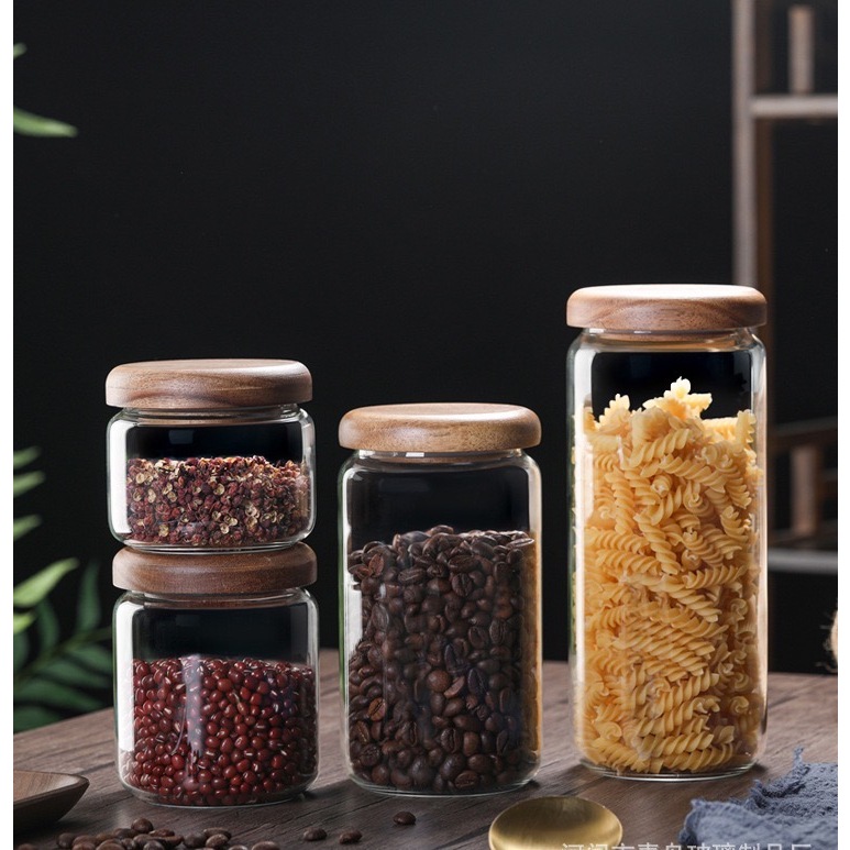 Toples kaca kedap udara tutup bambu