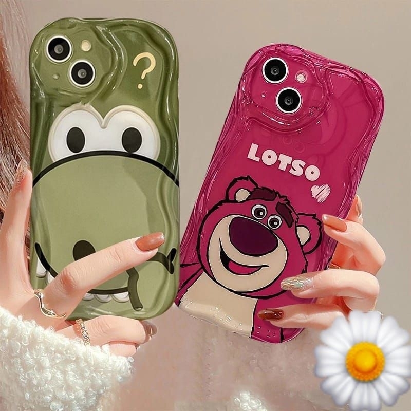 Case Bear Green and Pink Cute Oppo Case Xiaomi Case Iphone Case Samsung Case Vivo Case Realme