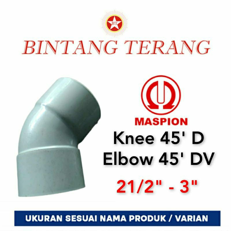 Keni 45 derajat 3" inch D Maspion / Elbow 45' DV / Knee 45 derajat