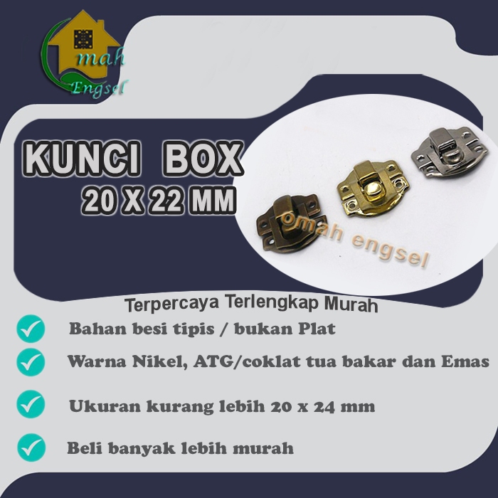 Kunci pengait box 20x22 mm kunci kotak souvenir / gembok dus