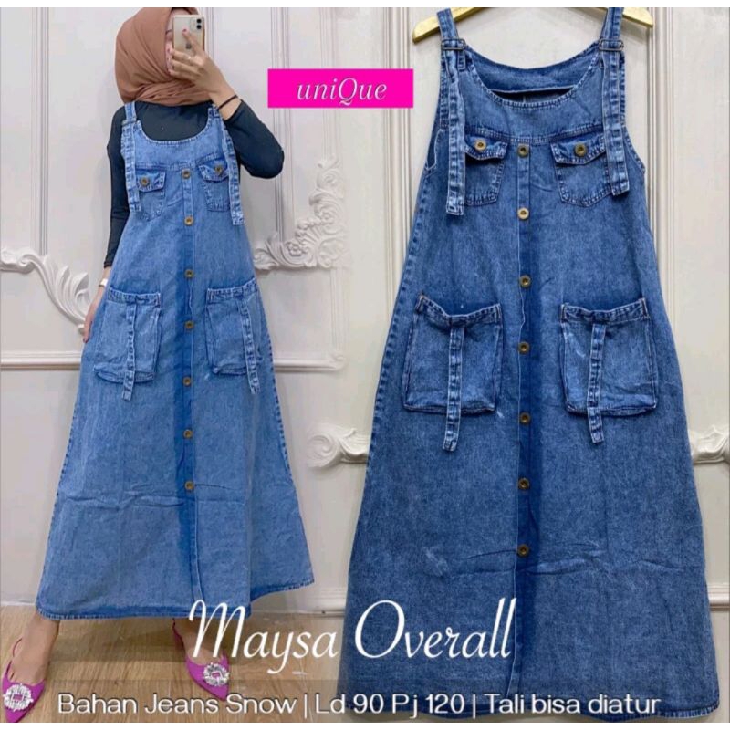 overall jeans L XXL wanita overall dres korea terbaru kekinian murah MEYSA OVERALL JEANS
