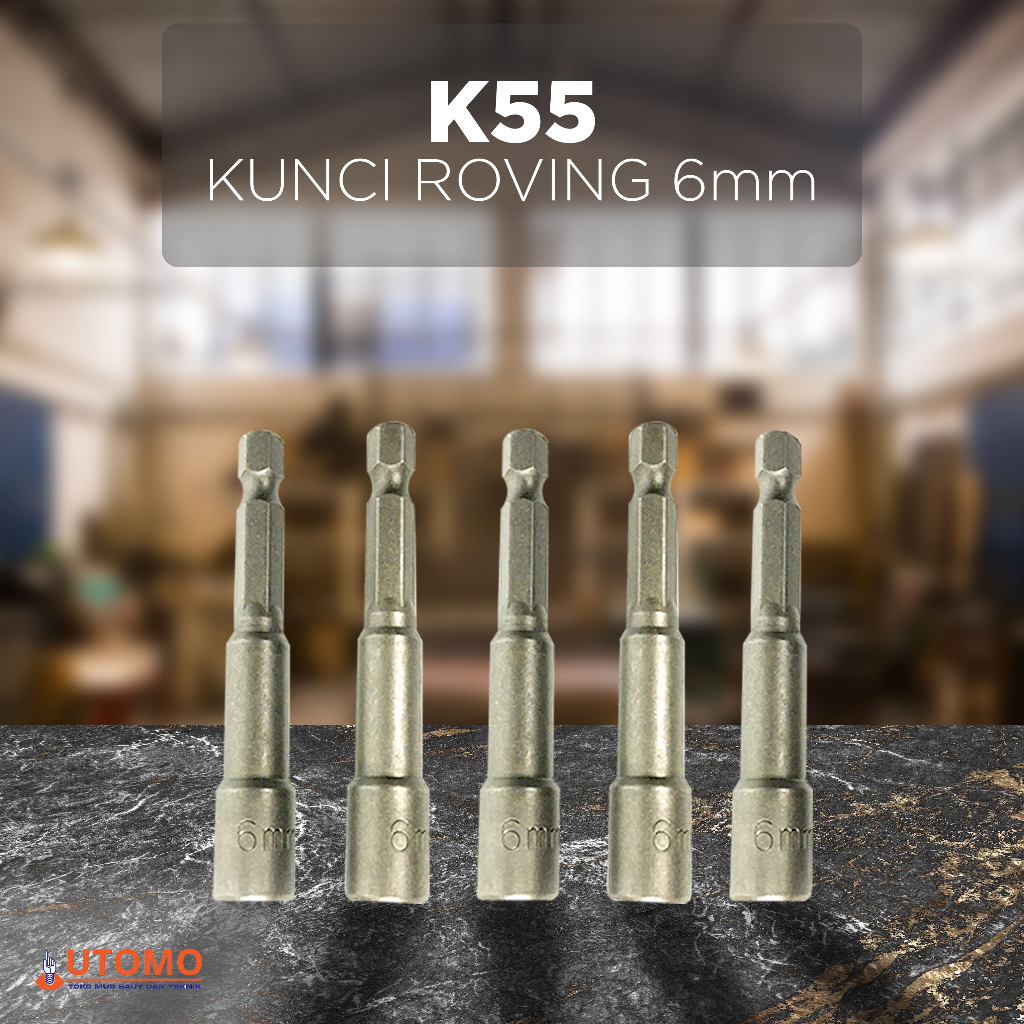 K55 Kunci Roving 6mm Panjang Mata Bor Roofing Baja Ringan Magnetic Nut Setter Rofing
