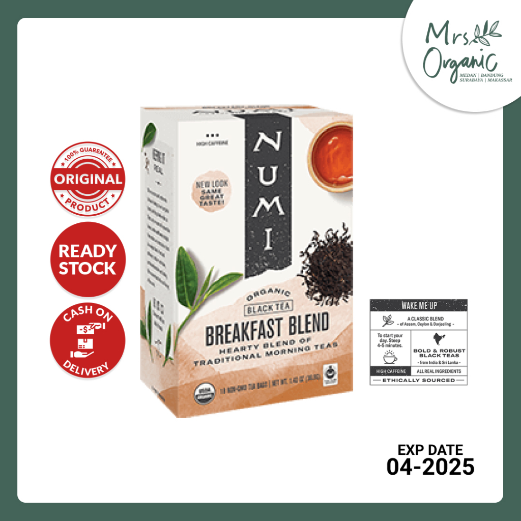 

Teh Celup Hitam Kental Numi Organic Breakfast Blend Tea 39.6g
