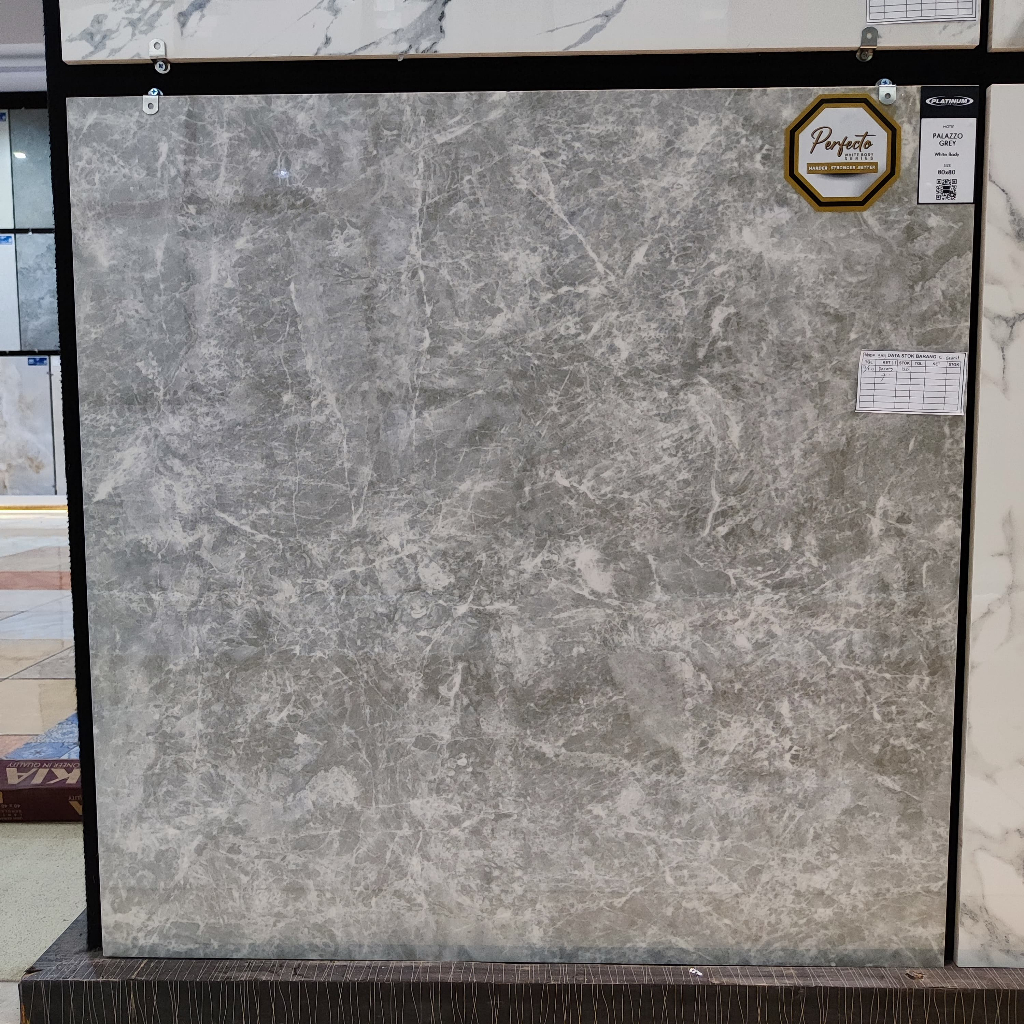 Keramik Lantai / Dinding Halus 80x80 Platinum Palazzo Grey