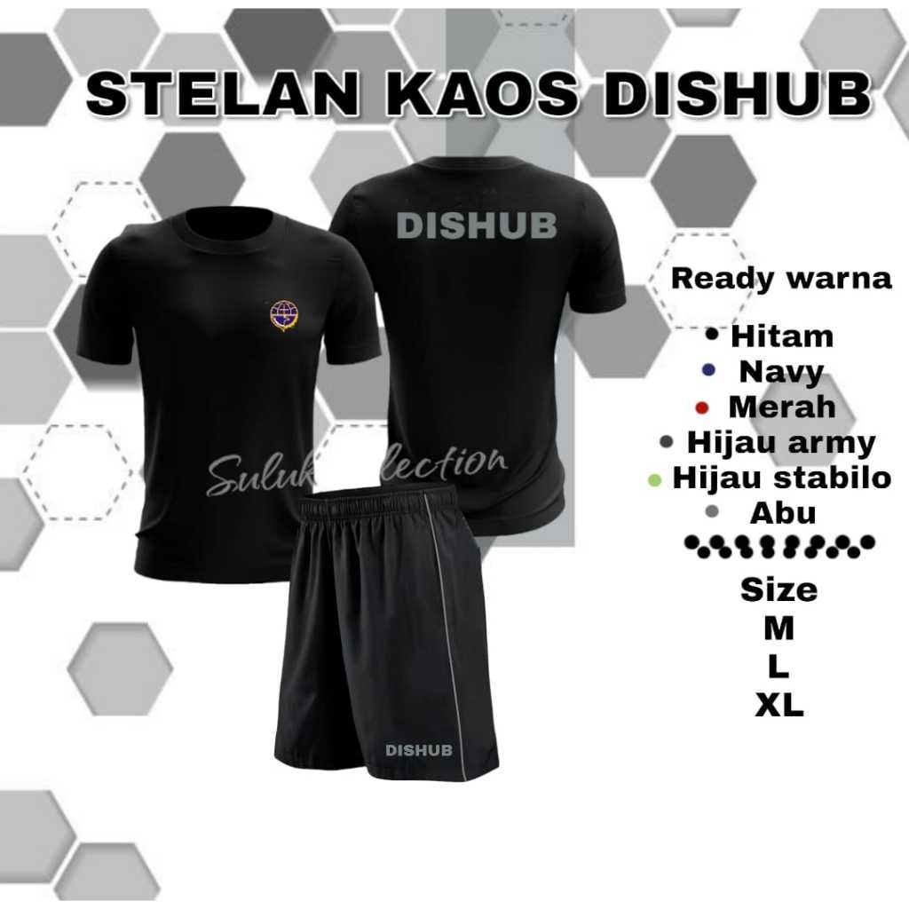 Baju Kaos stelan  dishub TERBARU Bahan Drifit Hitam premium