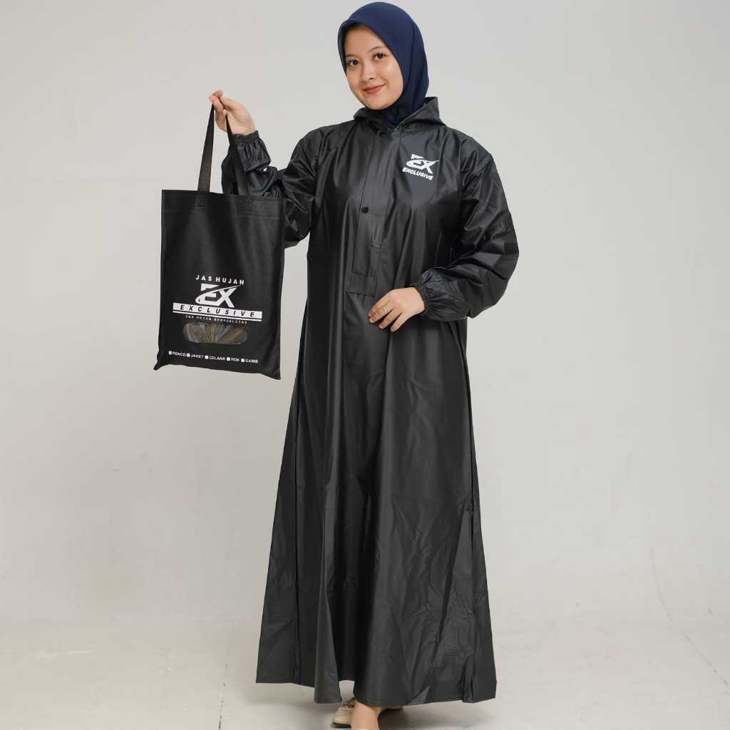 JAS HUJAN GAMIS Terbaik By EXCLUSIVE Tebal Anti Rembes HITAM