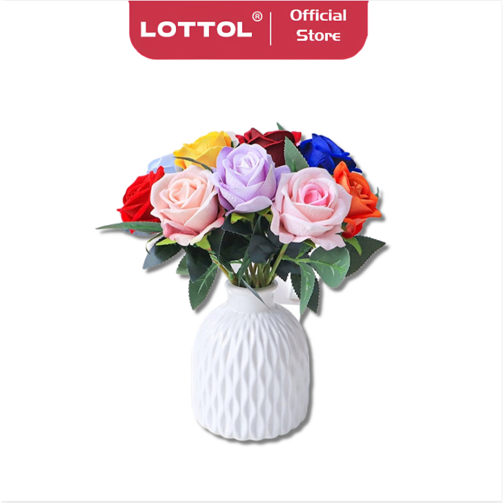 LOTTOL Bunga Mawar Artificial / Bunga Mawar Plastik / Bunga Palsu Plastik Buatan Imitasi Hias Dekor Buket Bouquet Rumah Pesta
