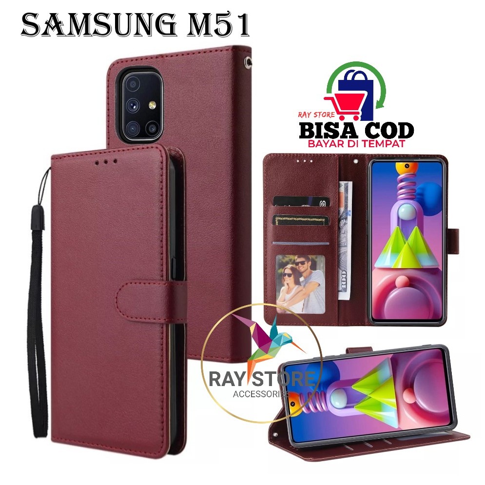 SAMSUNG M51 FLIP LEATHER CASE PREMIUM-FLIP WALLET CASE UNTUK samsung m51