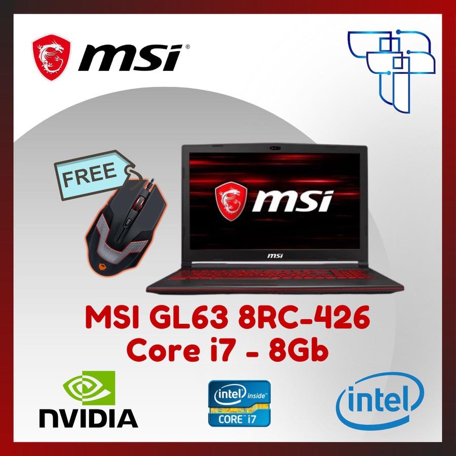 Laptop Gaming MSI GL63 8RC - 426 - Core i7, 8Gb