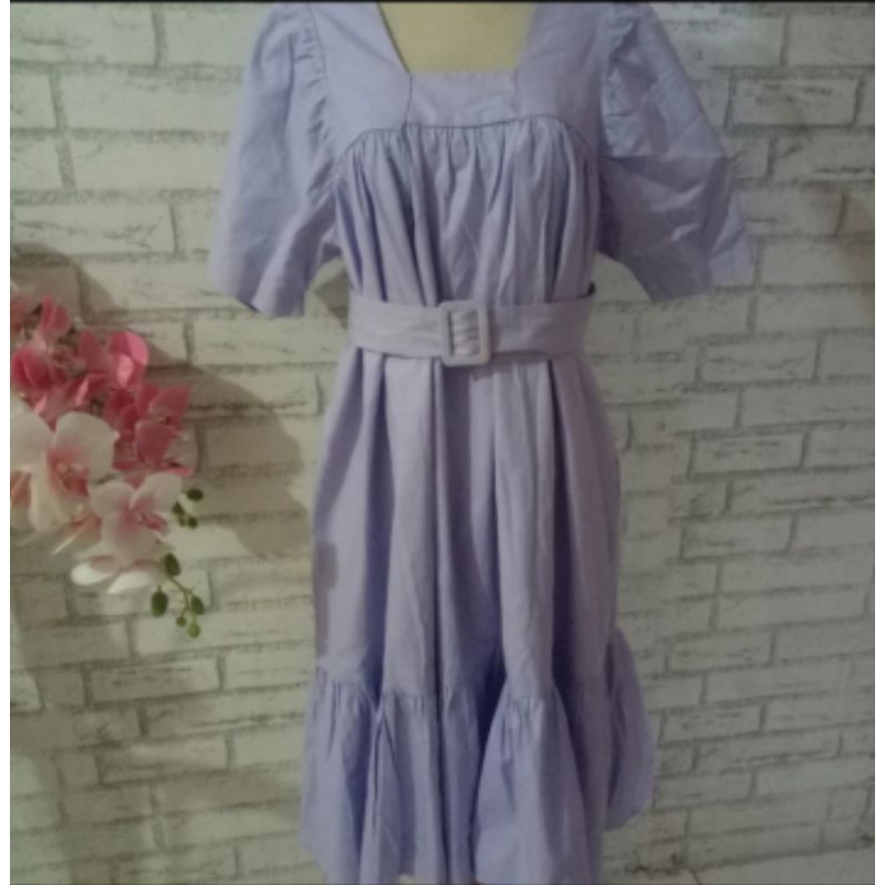 dress lilac big size/dress pesta/dress midi big size
