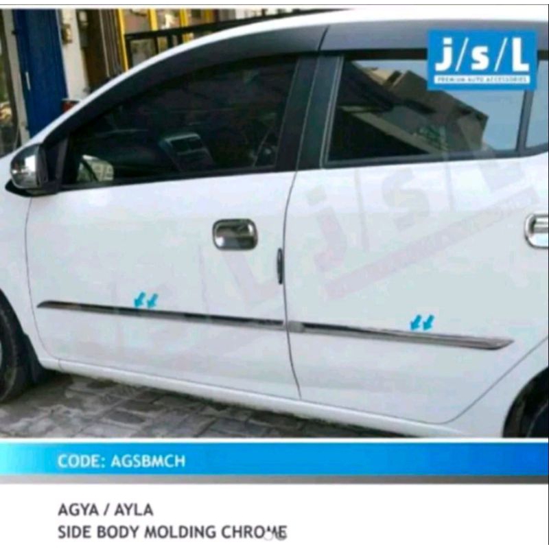 list body Agya/Ayla side body molding chrome jsl
