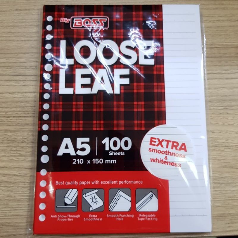 

[ ISI 100 LEMBAR ] Kertas Binder File Bergaris Big Boss Loose Leaf A5 - 100 Sheets