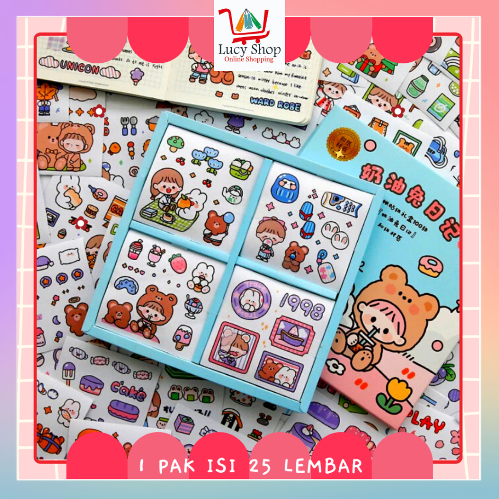 

Stiker 2D Tempel Lucu 1 Pak Isi 25 Lembar Anti Air Planner Scrapbook Cute Aesthetic Sticker Dekorasi Design DIY