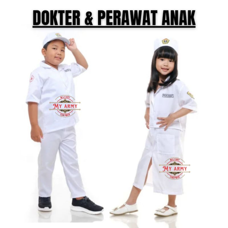 Baju dokter & perawat anak baju profesi anak baju karnaval baju dokter dan perawat anak TK paud baju