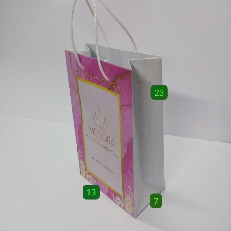 

paper bag custom/tas kertas free desain 13x7 tinggi 23