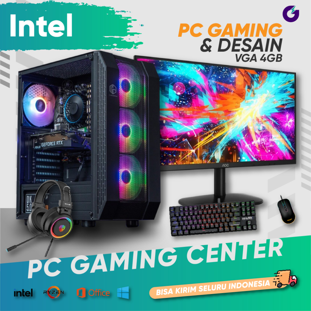 PC Rakitan Gaming i5 Ram 16GB SSD 512GB VGA GTX 1650 4GB Komputer Game Live streaming Fullset Lengka