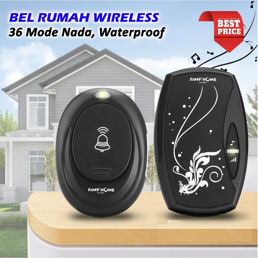 Bel Pintu Rumah Wireless Tanpa Kabel Waterproof Anti Air Bell Rumah 36 Mode Suara