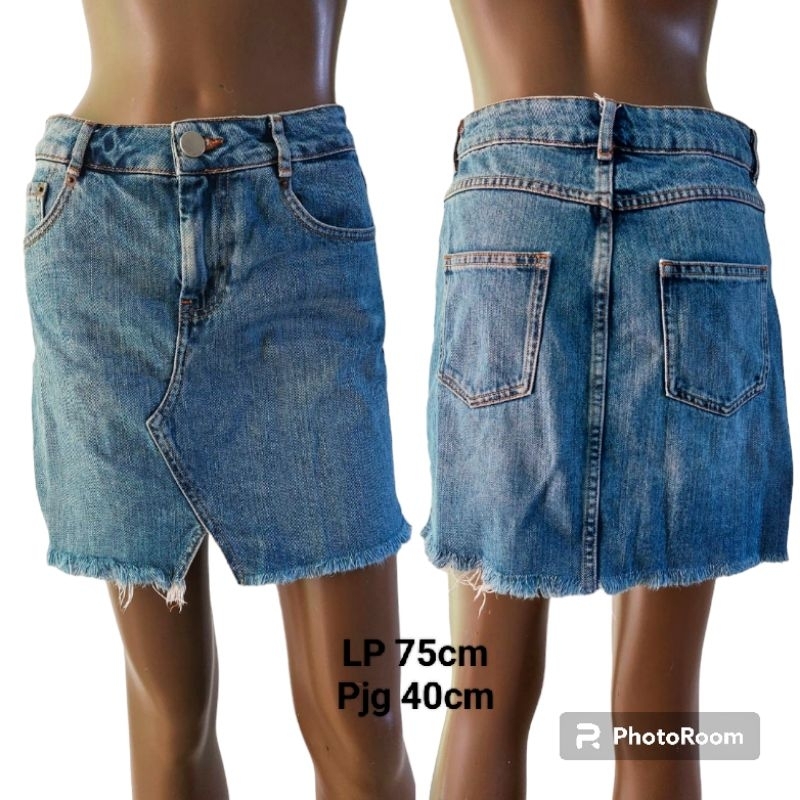 preloved branded original ASOS high waist raw hem denim mini skirt rok jeans