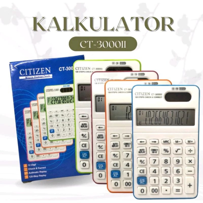 

kalkulator citizen warna ct-3000ii12 digit/calculator 12 digi 3000ii