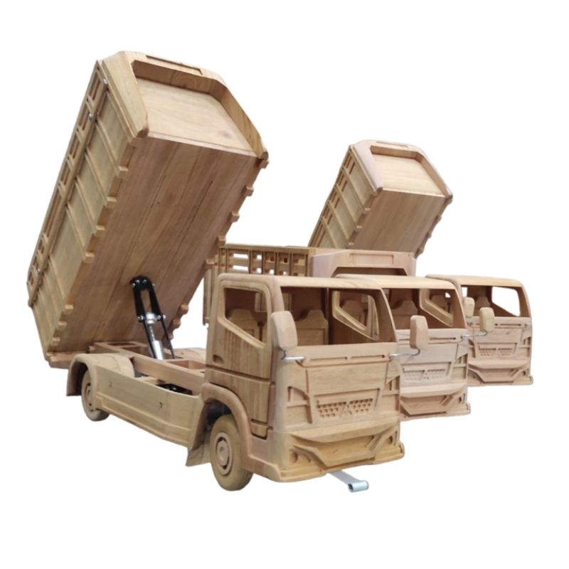 Miniatur Truk Oleng Canter Mentahan Truck wahyu abadi  bahan kayu Kokoh Ukuran Jumbo 1:14