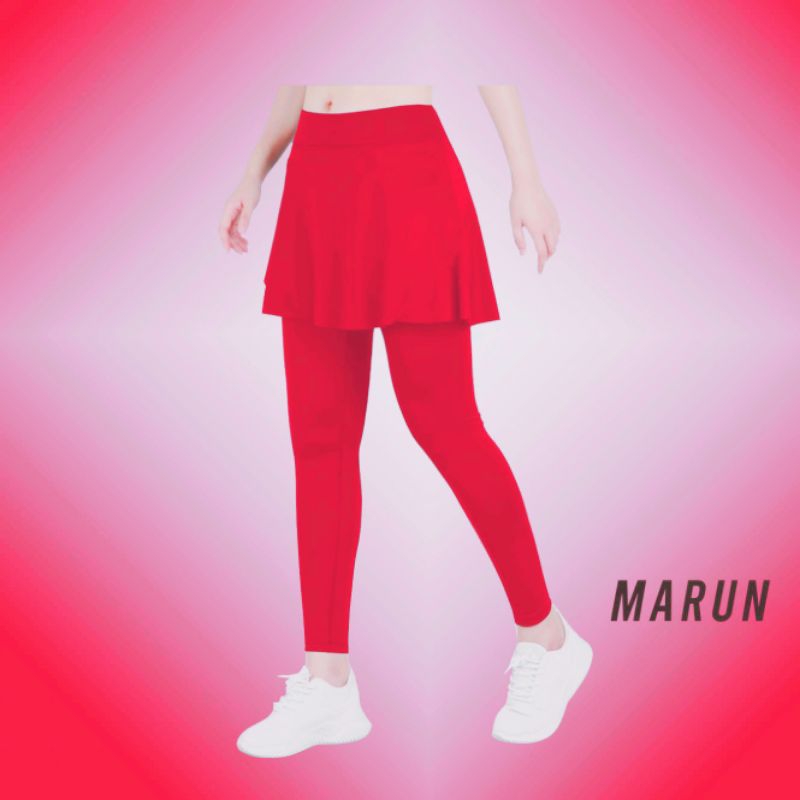 Legging Rok Senam Wanita/Celana Rok Senam Bahan Spandex Super/Bawahan Baju Senam Rok Payung