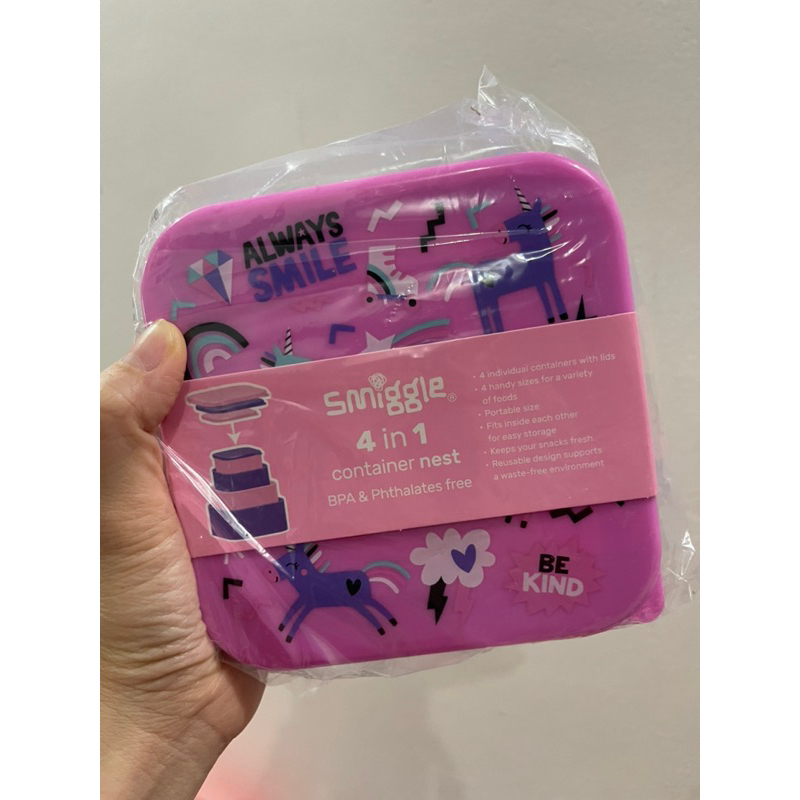 Smiggle lunchbox / Smiggle Kotak Makan anak Nest 4 in 1 / kotak Makan Anak Merk smiggle original imp