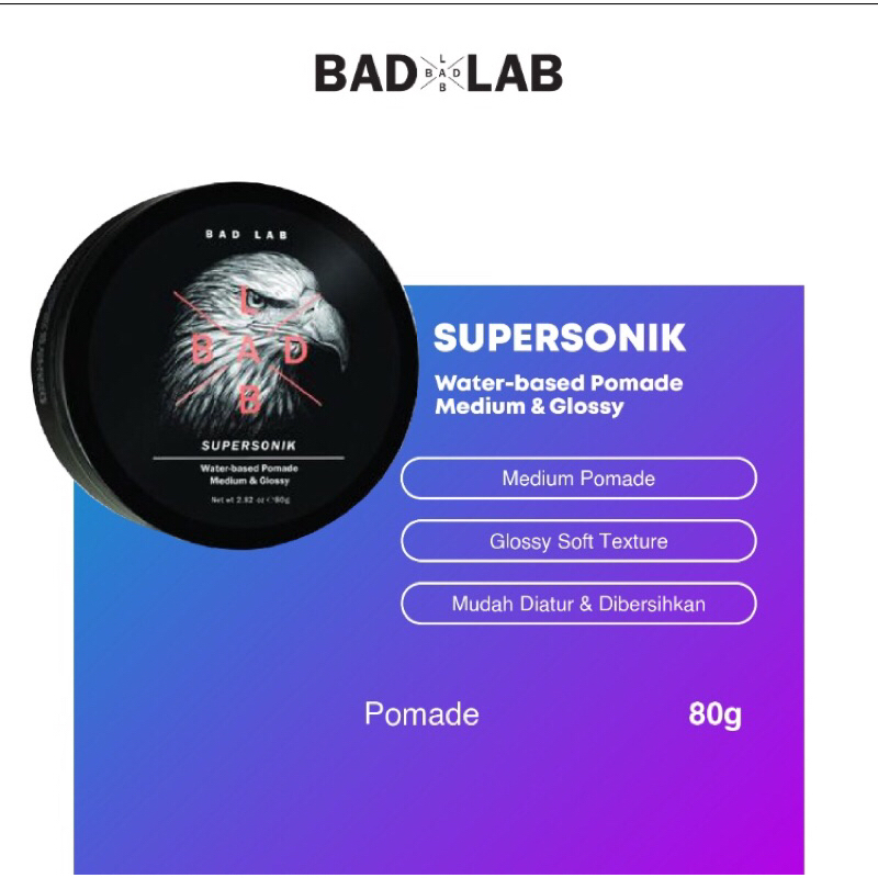 Bad Lab Supersonix Water Based Pomade 80g | Pomade - Minyak Rambut Pria