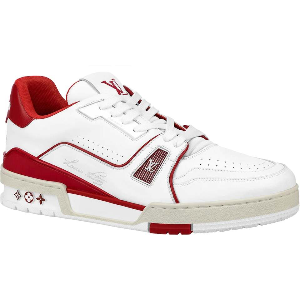 Sepatu LV Trainer Bordeaux Premium Red White Second