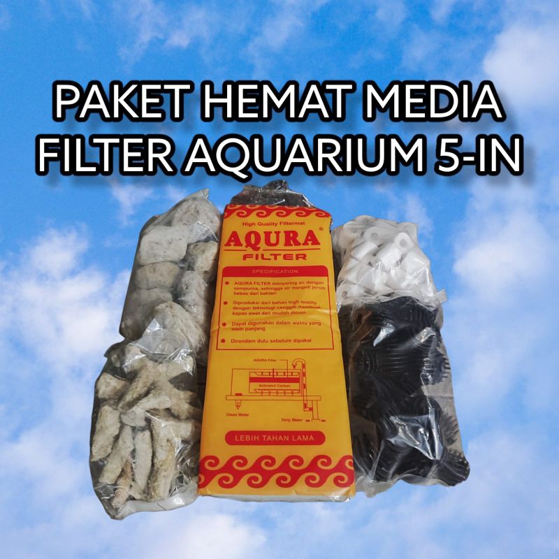 Paket hemat media filter 5in / paket hemat media filter aquarium / paket hemat media filter / media 