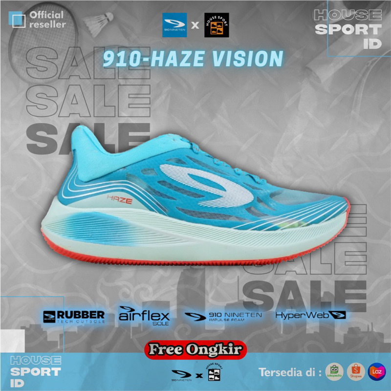 910 Nineten Haze Vision Sepatu Running - BIRU-MUDA/PUTIH/MERAH