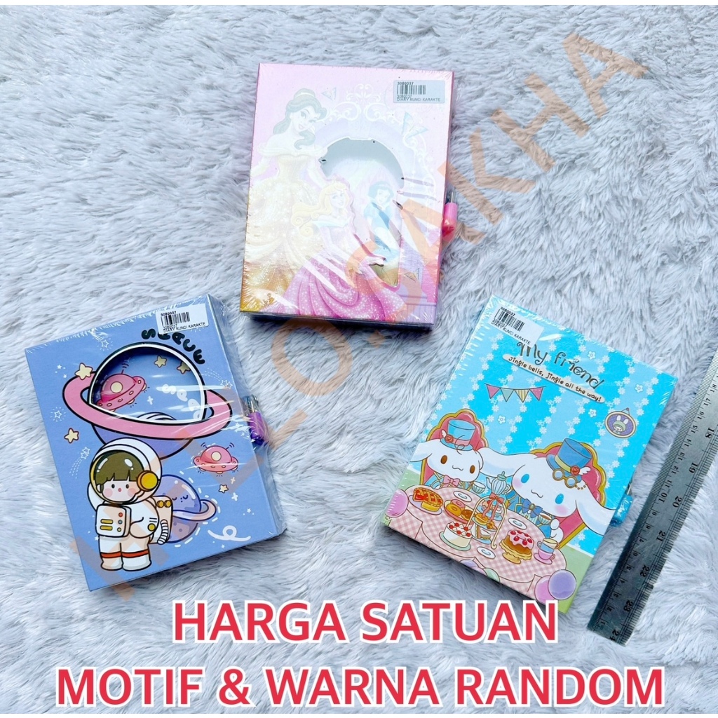 

BUKU DIARY GEMBOK KUNCI MEMO NOTES DIARI WARNA WARNI GAMBAR KARTUN LUCU GEMES