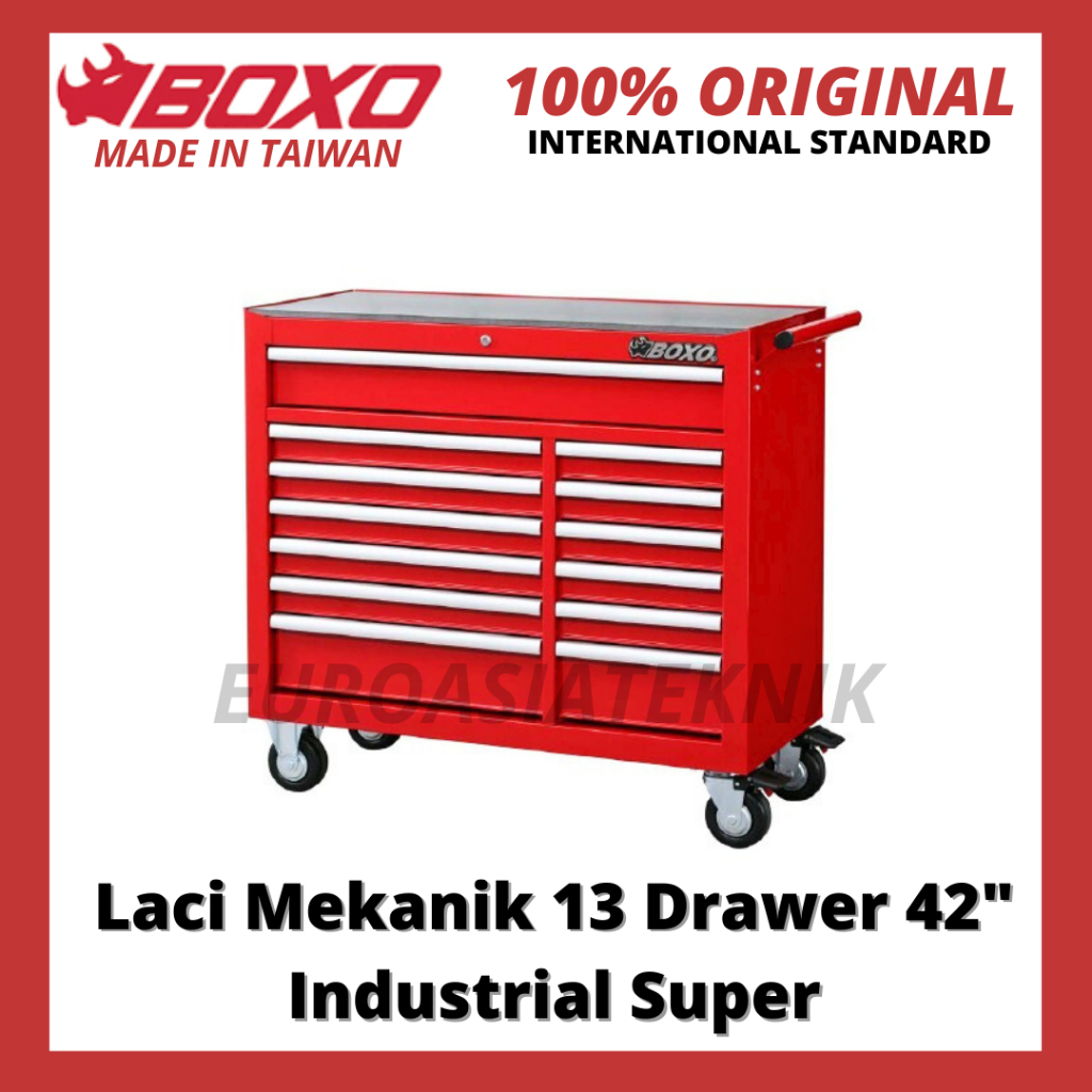 BOXO TOOLS | Laci Mekanik 13 susun Super Luas - 13 Drawer 42" Industrial Super Wide (ELT42131RD)