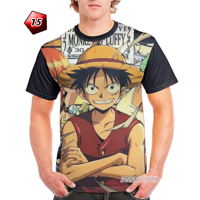 Kaos Anime One Piece Luffy Smile Kode OP-15 Printing