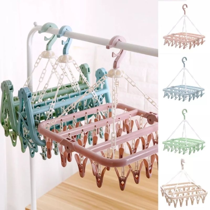 Jemuran baju Penjepit Gantungan hanger Putar Lipat Serbaguna/Gantungan Baju Bayi