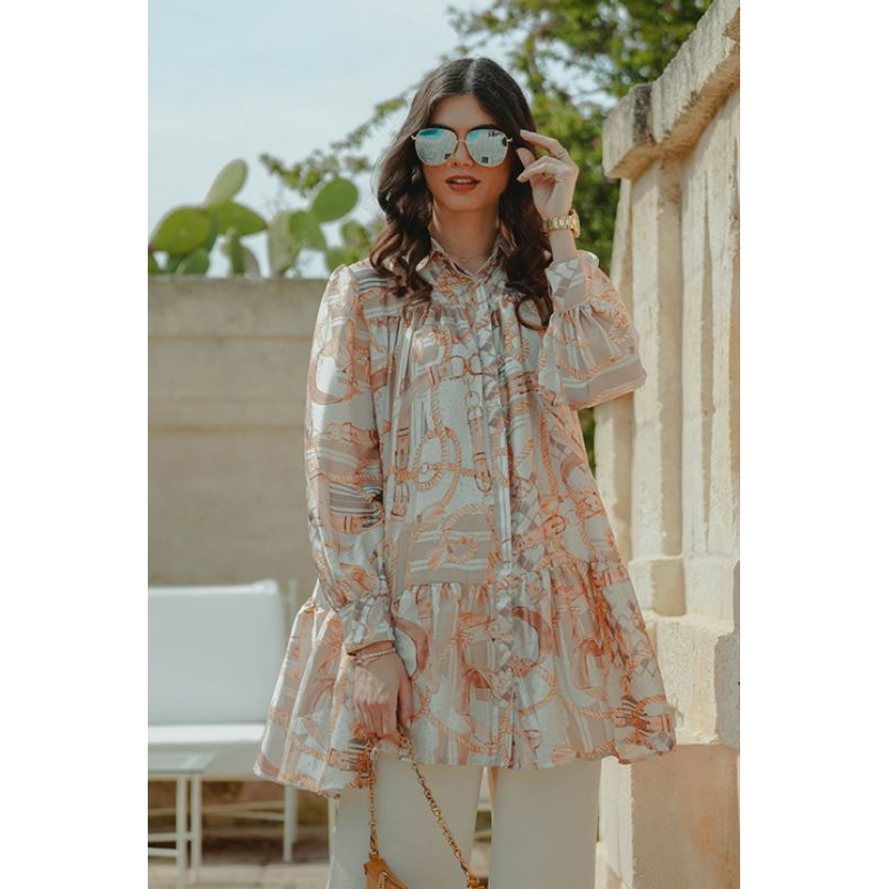 Benang Jarum The Chain La Bella Satin Shirt With Gathers - Cream