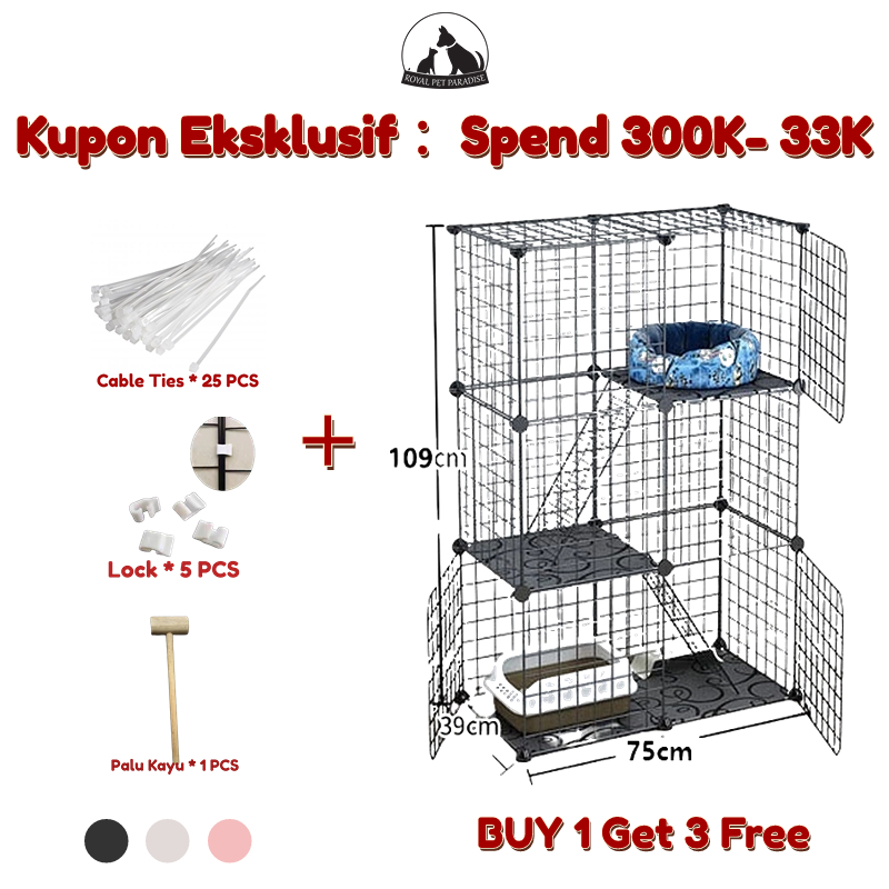 ROYAL PET PARADISE DIY KANDANG KUCING 3 TINGKAT Kandang Hamster / Kandang Kucing Tingkat / Kandang