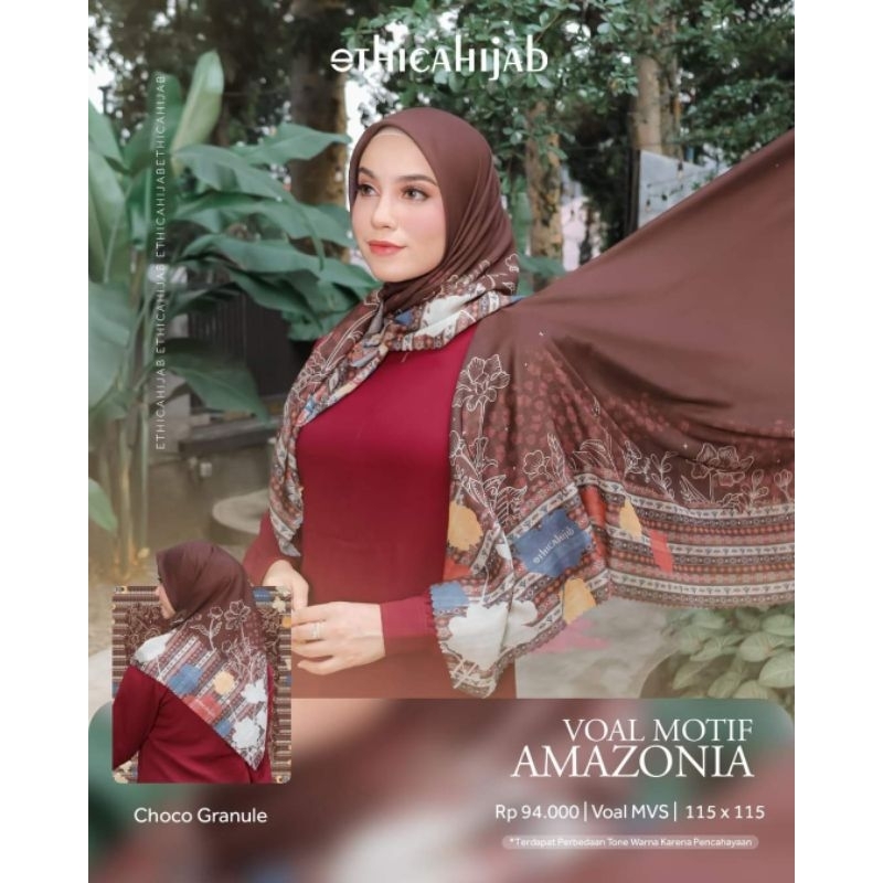 ETHICA HIJAB VOAL MOTIF AMAZONIA SEGIEMPAT TERLARIS ORIGINAL
