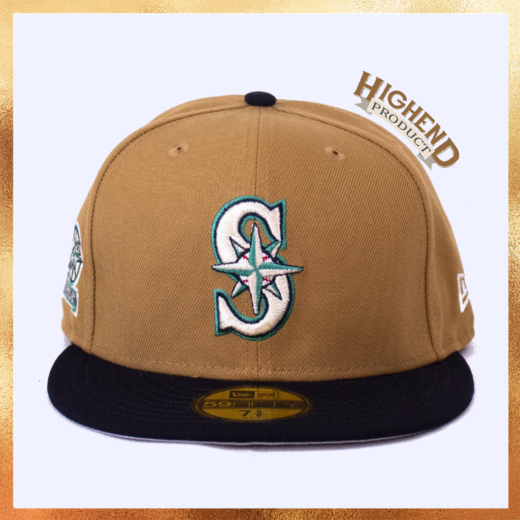 READY STOCK Topi New Era MLB Seattle Mariners 20th Anniversary Patch Wheat 59FIFTY Fitted Hat 100% Original