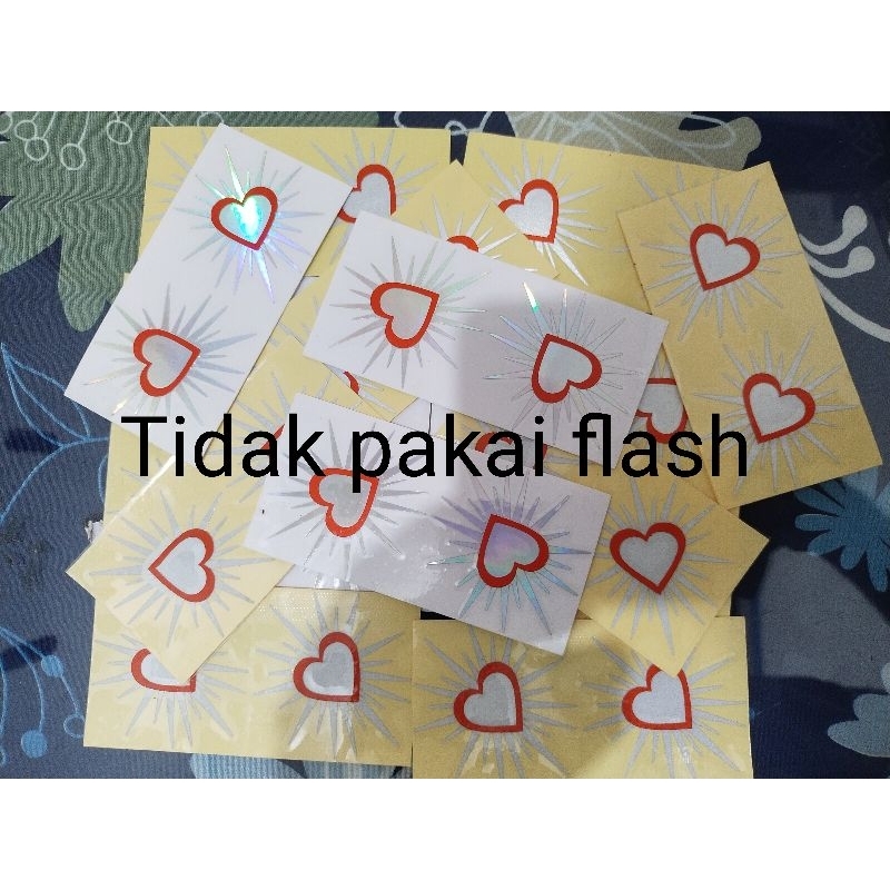 Stiker Hati Bersinar Reflektif dan striker hologram