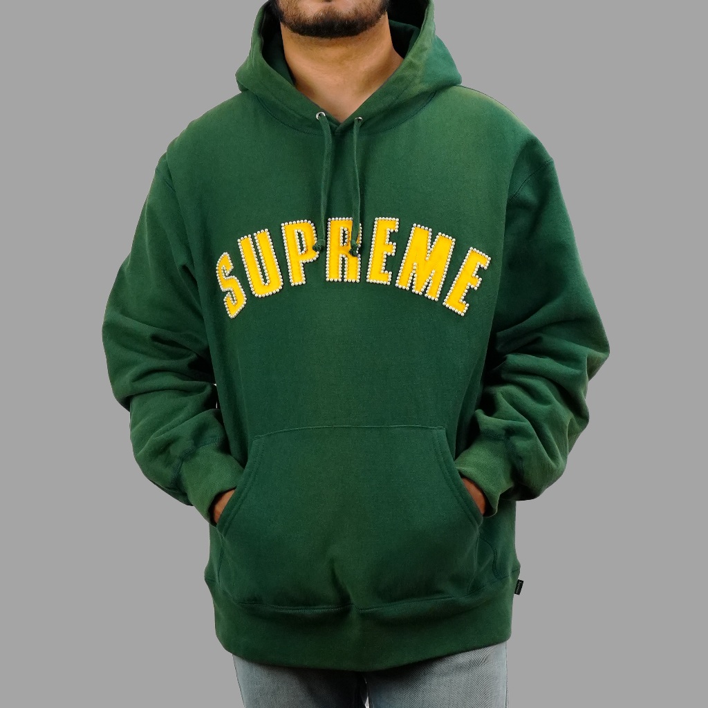 Supreme Pearl Logo Hoodie Dark Green