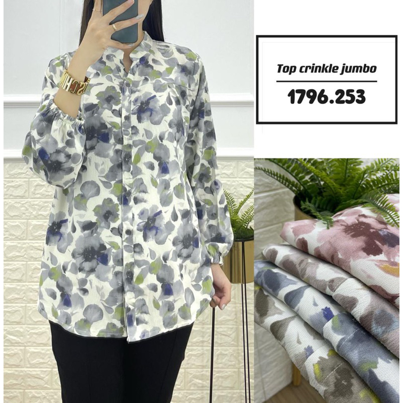 [TERBARU BISA COD] BLOUSE WANITA BAJU TUNIK WANITA TOP KATUN CRINKLE ALL SIZE WARNA RANDOM MOTIF BUN