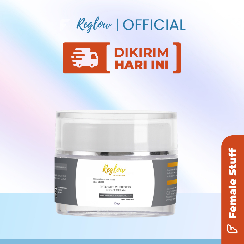 Reglow Intensive Whitening Night Cream Original Mencerahkan Wajah Hilangkan Flek Noda Hitam