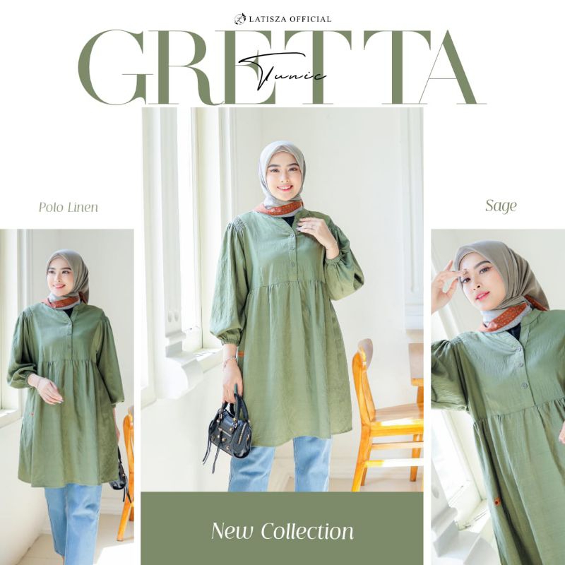 TUNIK KEKINIAN || TUNIK GRETTA || TUNIK POLOS || POLO LINEN || LATISZA HIJAB