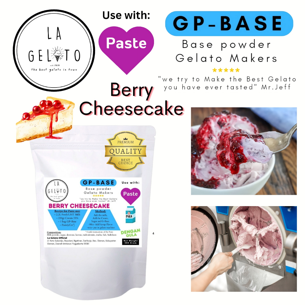 

Paket Bubuk Es krim gelato Pasta Berry Cheesecake GP-BASE |Mudah Praktis Simpel