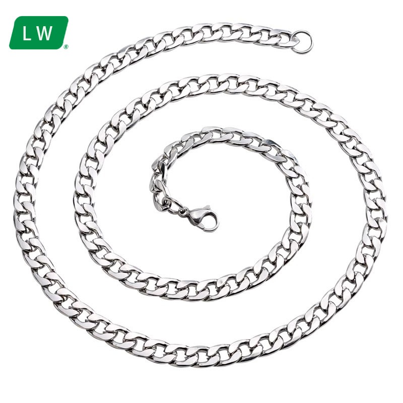 Kalung Pria Rantai Titanium Baja Tahan Karat Perak Gaya Punk Kalung Baja Titanium Pria dan Wanita Ka