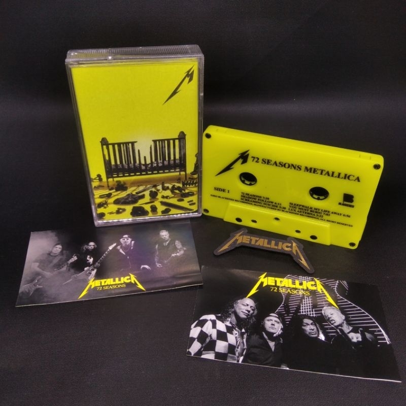 Kaset Pita Metallica 72 Seasons Bootleg Tape Cangkang Kuning Solid+Pin+Sticker