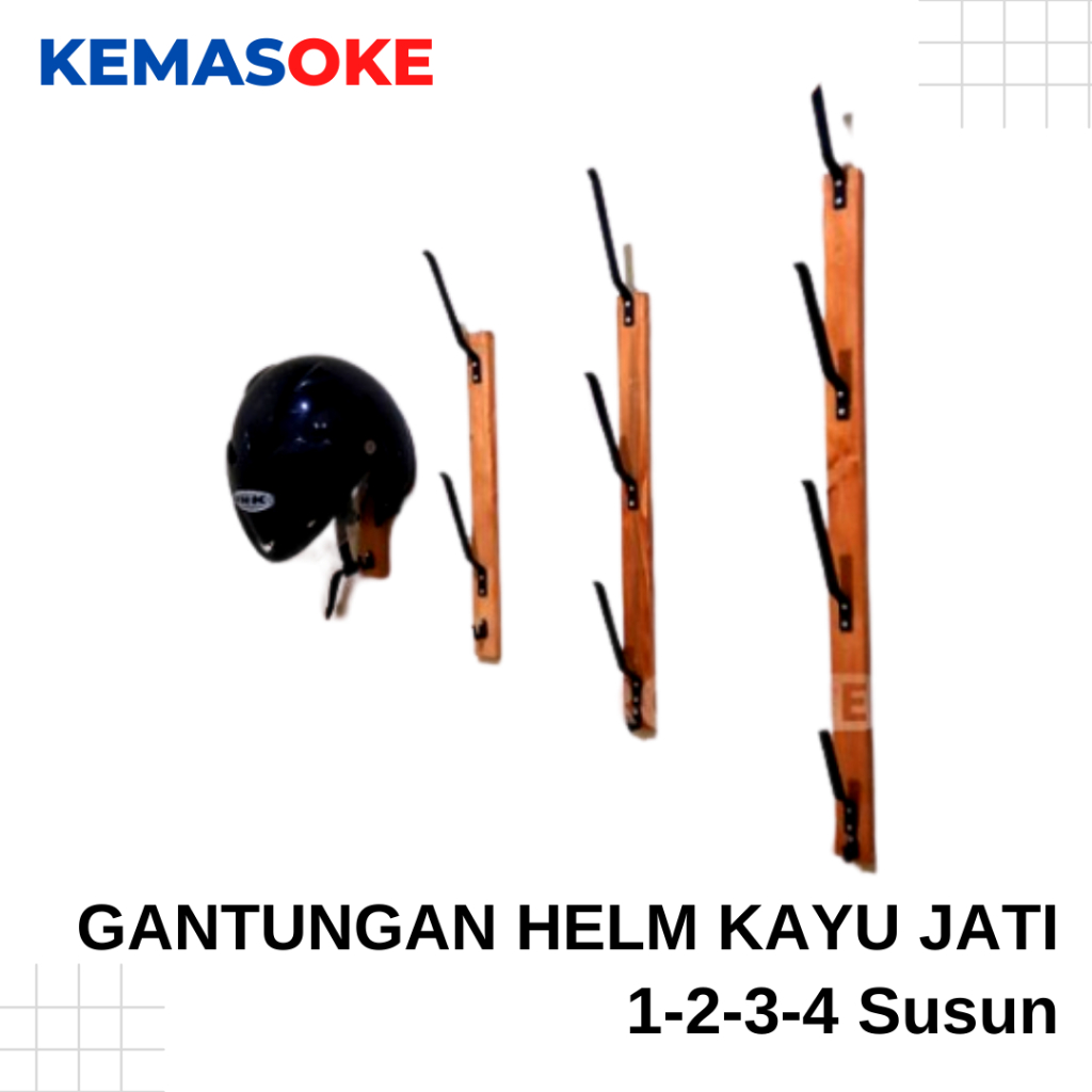 Rak helm gantung Gantungan helm dinding Tempat helm kayu