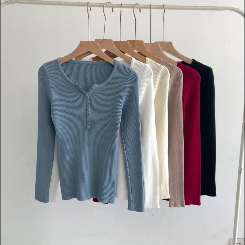 GS - ATASAN Rajut Knit Wear lengan panjang | Kaos Rajutwear iner inara Manset v neck Baju dalaman In