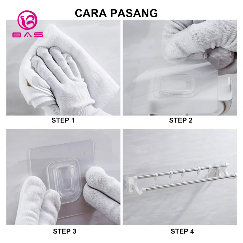 [ Paket 2 set ] BAS Hanger handuk tanpa paku gantungan hanger