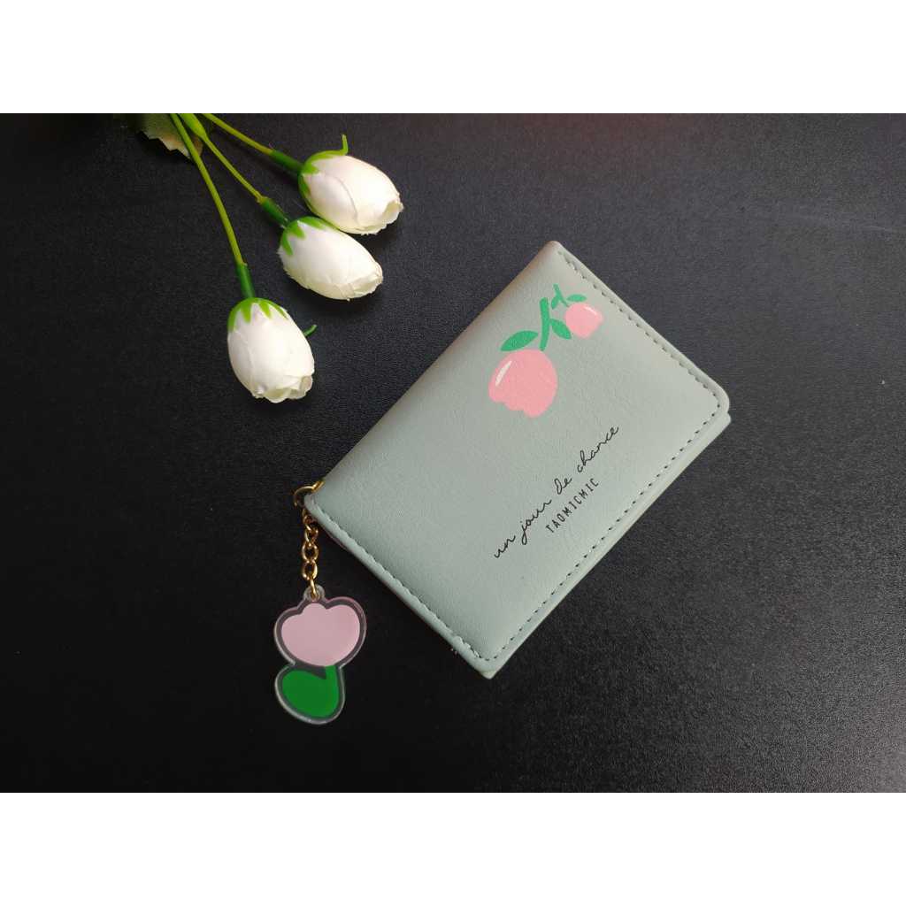 DOMPET LIPAT WANITA KOREA IMPOR/DOMPET MINI/DOMPET LUCU MOTIF BUNGA/DOMPET WANITA LUCU GANTUNGAN BUN